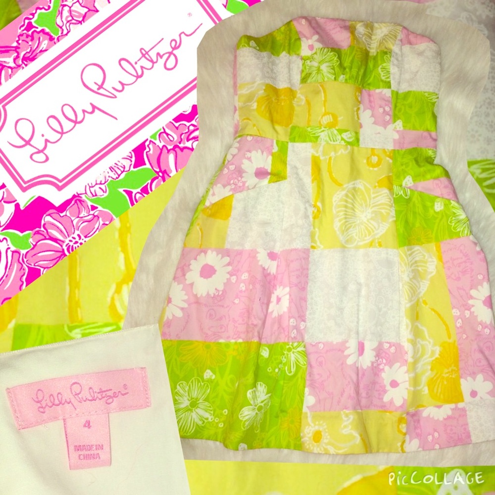 Lilly Pulitzer Patchwork Strapless Dress SZ.4